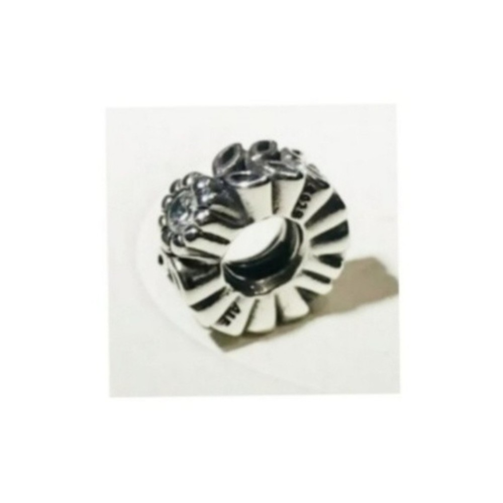 Pandora Forest Flower Cubic Zirconia Charm Bead 925 Sterling Silver 7919225CZ - Picture 6 of 9